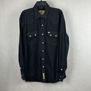 Larry Mahan Cowboy Collection Button Down Shirt Snaps Black Size XL